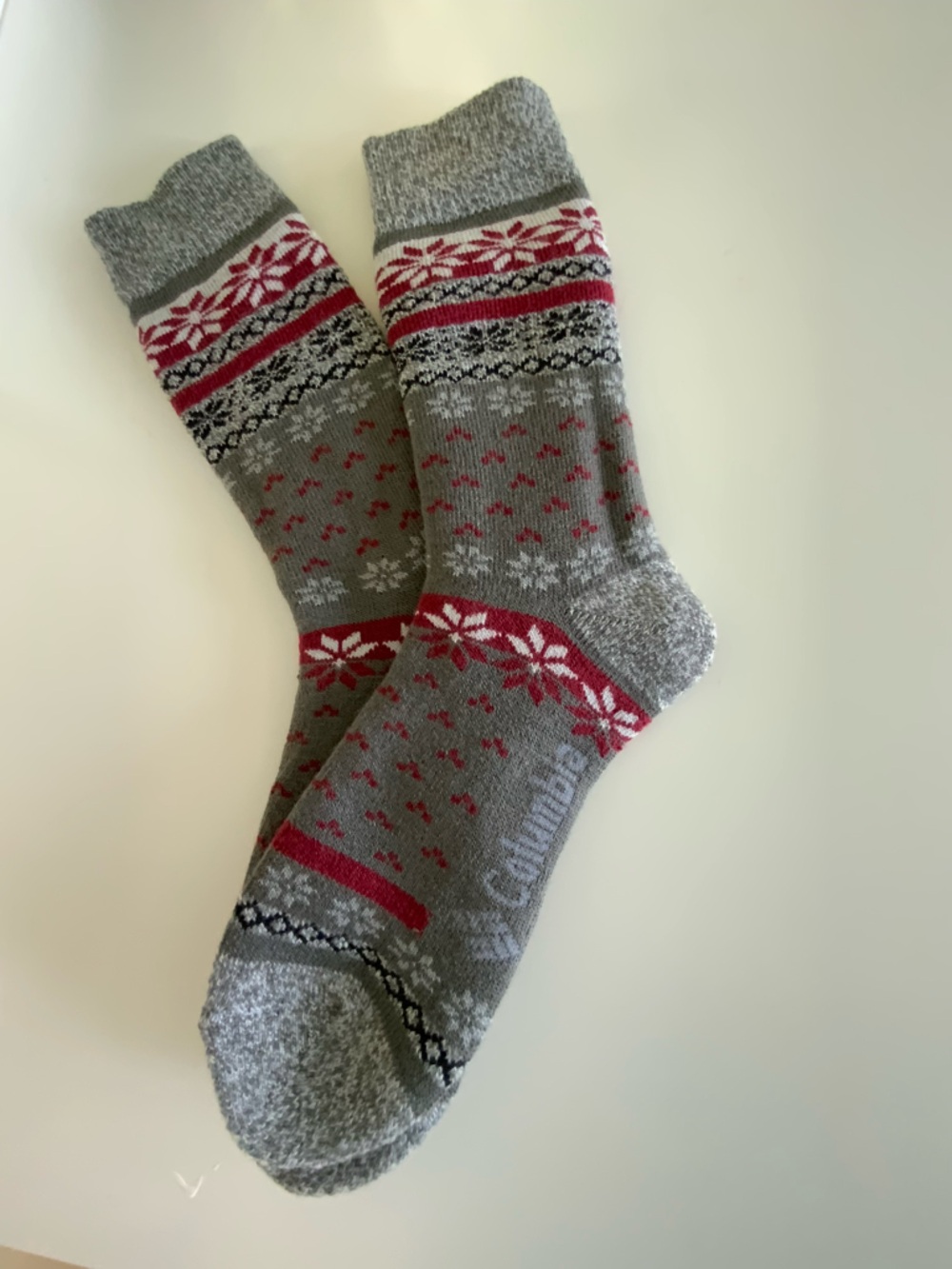 Columbia Men’s Grey & Red Patterned Thermal Socks